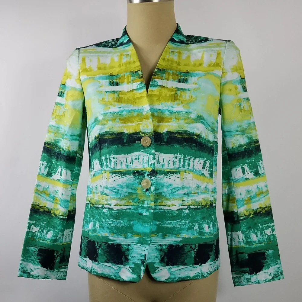 LAFAYETTE 148 Lilith Printed Graphic Aquarium Jacket Blazer - Picture 2 of 6